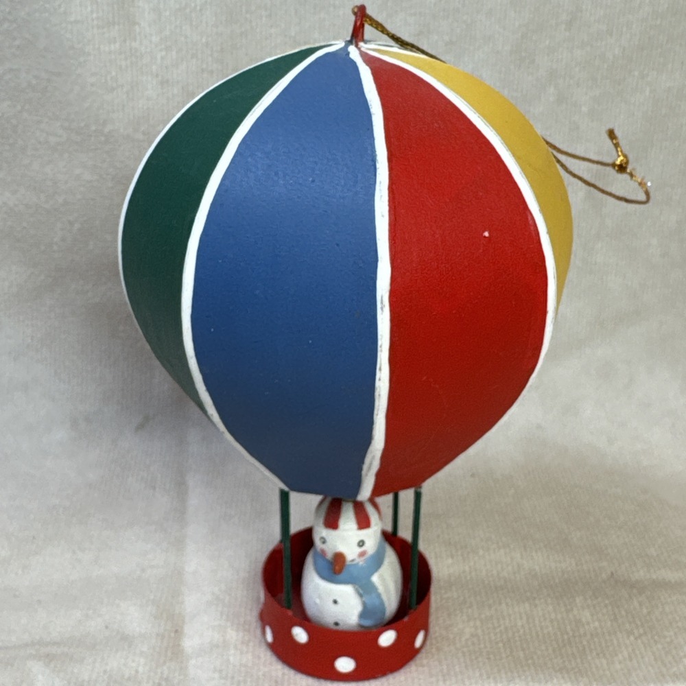 Crate And Barrel Hot Air‎ Balloon Christmas Ornament Snowman